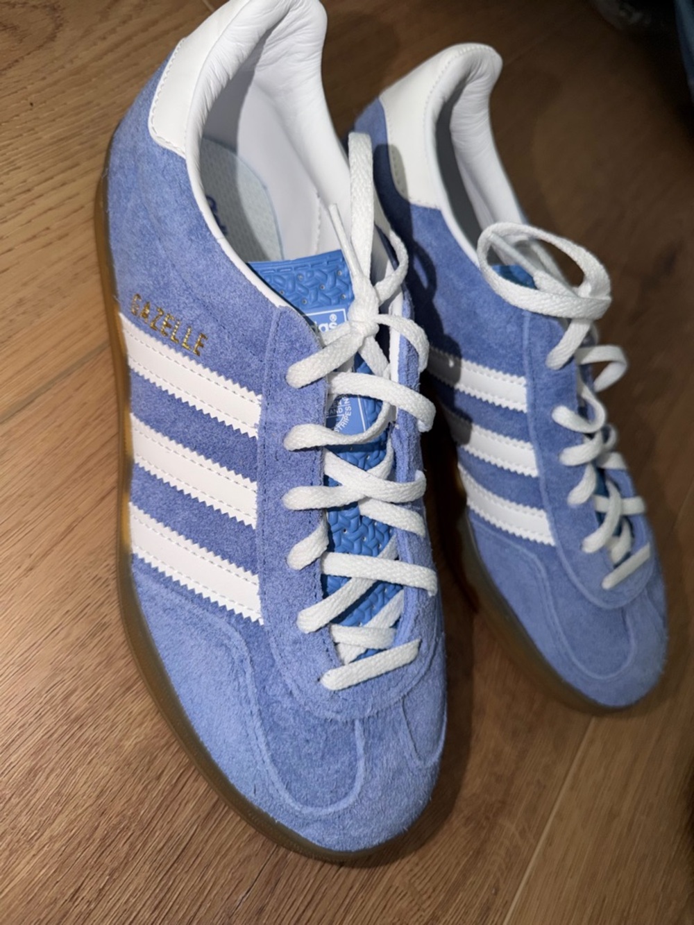 adidas Gazelle Suede Sneakers in Periwinkle Blue with White Stripes